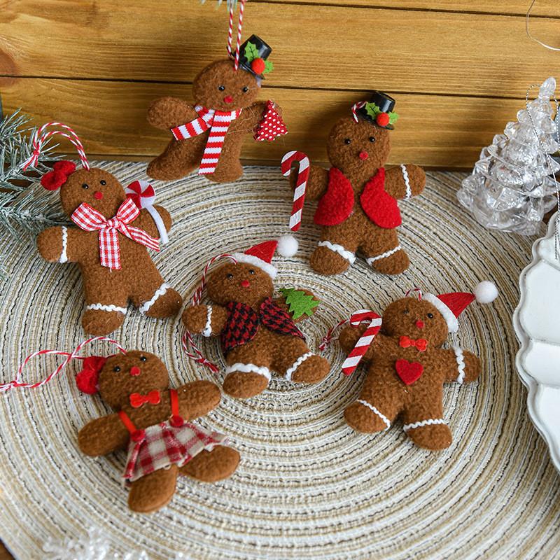 Man Gingerbread Christmas Pendant Necktie Bowknot Xmas Decoration Prop Festival