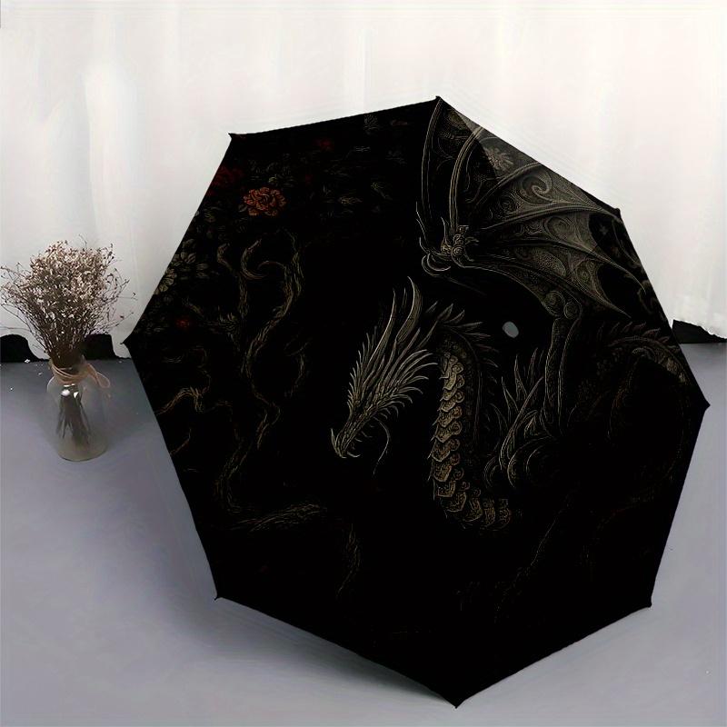 Dragon's Flight: Mystical Circular Art PrintUmbrella, Portable 3-Fold Compact Umbrella,Christmas Gift ES569