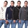 Elegant Men Long Sleeve Knitted Sweater With Horn Buttons And Turtleneck Coat Cardigan