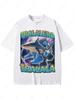 Summer Fun Shark Pattern Printed Tshirt For Unisex And Unisex Fashion Gothic Retro Tshirt Casual Pure Cotton Tshirt