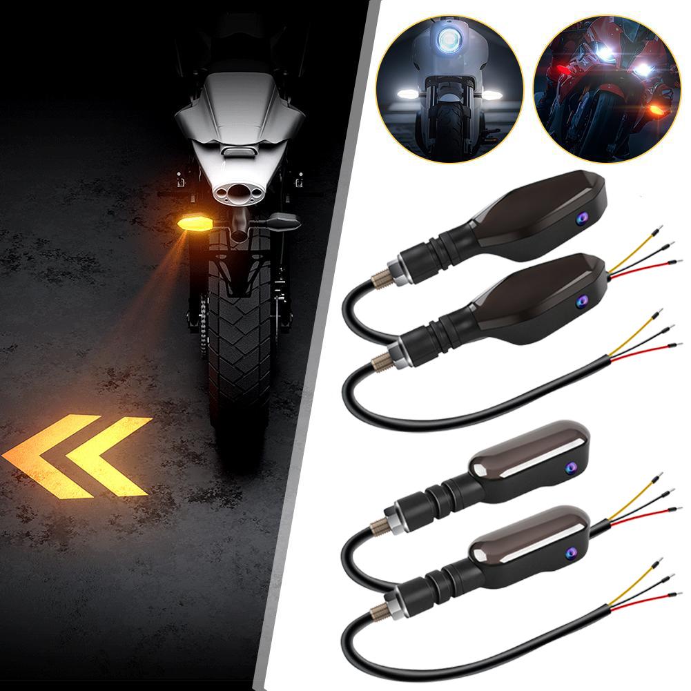 1Pair Motorcycle LED Turn Signals  Flowing Dynamic Blinkers High Brightness Waterproof Projection Turn Light for Motorbike