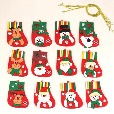 Weihnachtsstrümpfe, Weihnachtsbaumschmuck, Anhänger, Weihnachtsstrumpf-Dekorationen, Geschenke, Weiche Gummi-Lebkuchenmänner, Schneemänner.