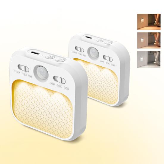 LED Night Light with Motion Sensor Angle Wide Sensing Angle Soft Glow Auto On/Off Rechargeable USB Night Light with 3 Modes