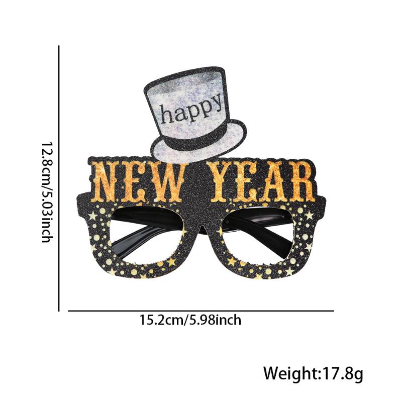 2026  Year Black Gold Glasses  Year'S Eve Theme Party Decoration Glasses Frame Christmas Gift
