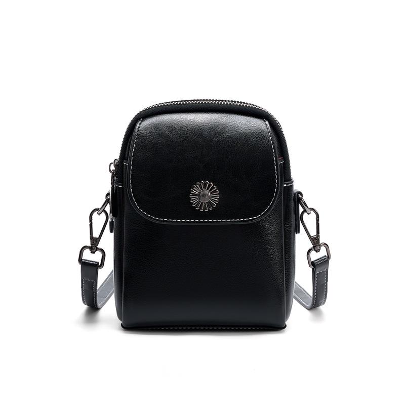 New Shoulder Cowhide Mobile Phone Bag Small Satchel Simple Fashion Versatile Women's Design Sense Niche Messenger Bag