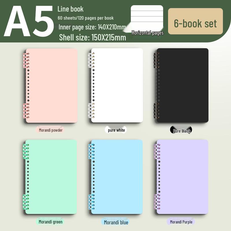 Morandi Colors Detachable Coil Notebook - B5, A4, A5 - Student-Friendly, High-Quality Loose-Leaf Design