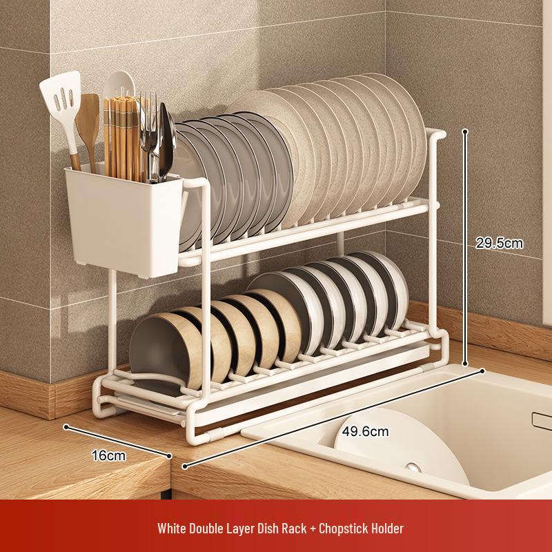 Kitchen Dish Drying Rack with Chopstick and Cutlery Storage