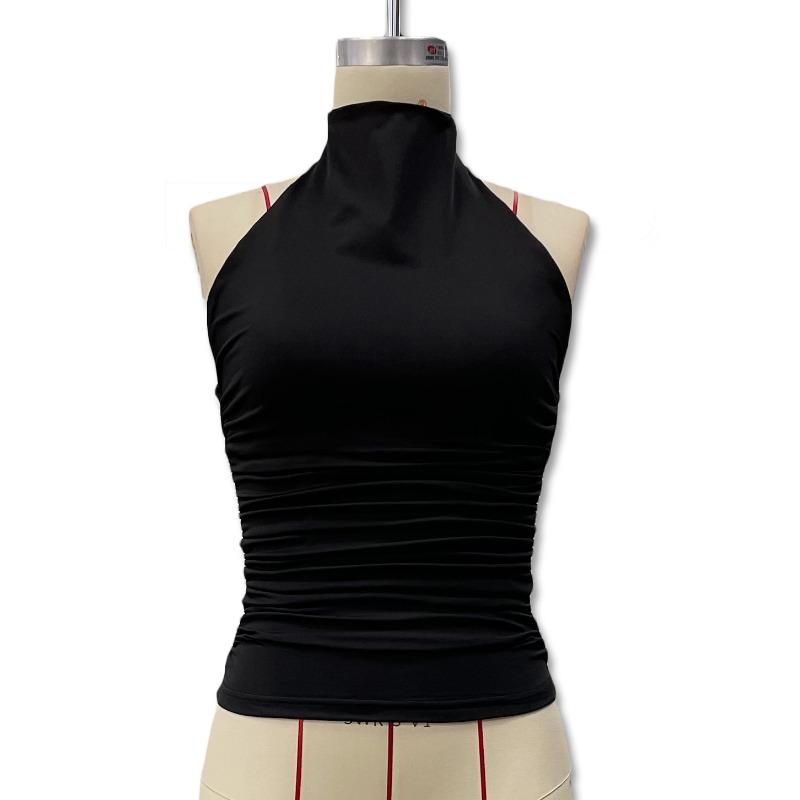 Sommer Rückenfrei Sexy Hängender Hals Weste Ärmelloses T-Shirt Elegant Damen Neu Einfarbig Tanktops Schlanke Passform Mode Streetwear Bluse