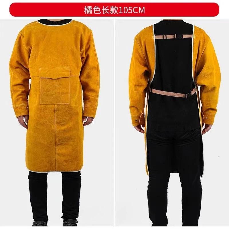 Leather Suede Electric Welding Protective Suit Anti-fire Scald Proof Flame Retardant Heat Insulation Clothing Work Apron