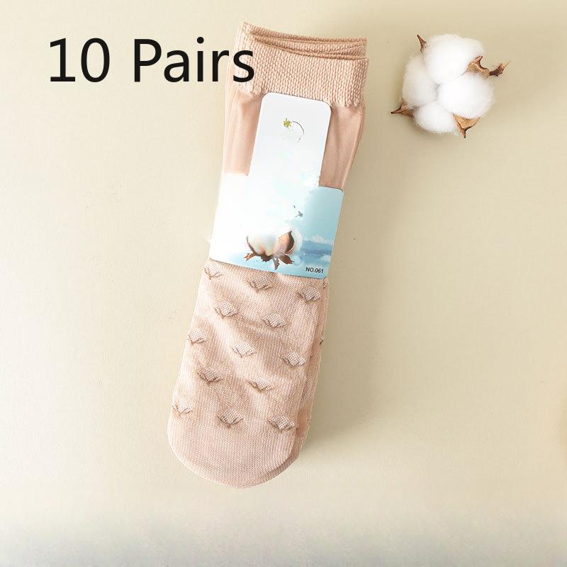 10 Pairs of Women's Summer Thin Breathable Cotton Bottom Non Slip Wear Resistant Loose Mouth Stockings