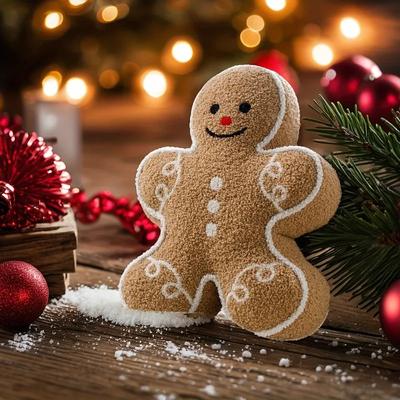 Gingerbread Man Pillow Christmas Plush Toy Cute Plush Toy Smile Gingerbread Man Stuffed Toy for Christmas Decor Gift Party Favor