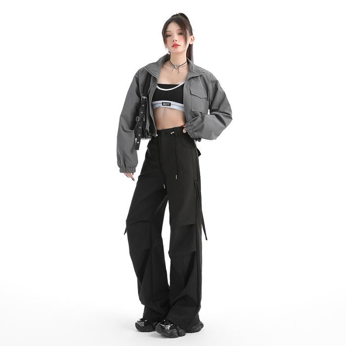 Salopette spessa autunnale e invernale da donna Pantaloni casual autunnali da donna Pantaloni a gamba larga autunnali da donna Pantaloni autunnali con coulisse elastica da donna