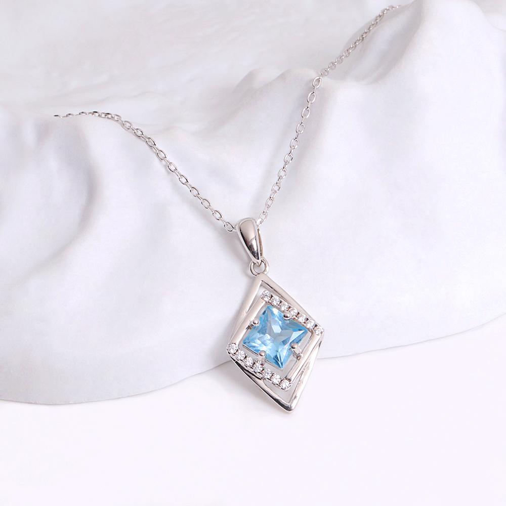 Gorgeous November Birthstone Natural Sky Blue Topaz Ring Earrings Necklace Jewelry Set 925 Silver Women Banquet & Wedding Gift