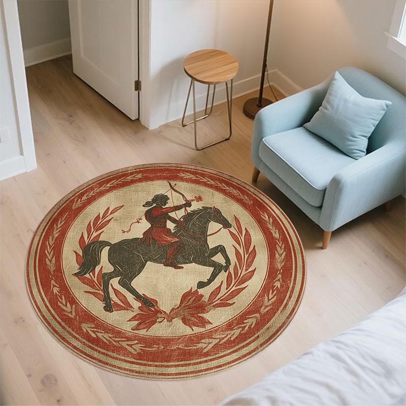 Ancient Greek Art pattern round rug,Carpet Rug for Living Room Bedroom Playroom ,Non-slip Floor Mat,Holiday Gifts and Birthday Gifts.