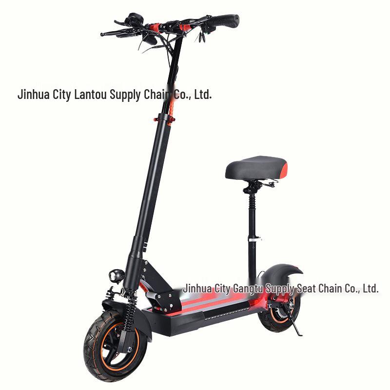 10-Inch Off-Road Electric Scooter for Adults with Seat, Foldable Design, Front & Rear Shock Absorption