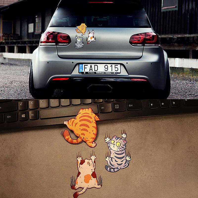 3ks Funny Pet Cat Samolepka na auto Lezecké kočky Samolepky se zvířecím stylem Dekorace Karoserie auta Kreativní obtisky Dekor příslušenství