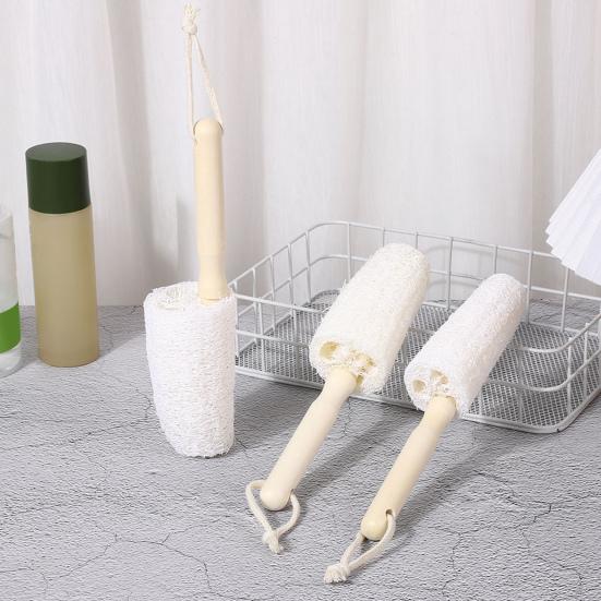 Wooden Handle Cup Brush Natural Loofah Bristles Long Thin Handle Bottles Glassware Scrubber