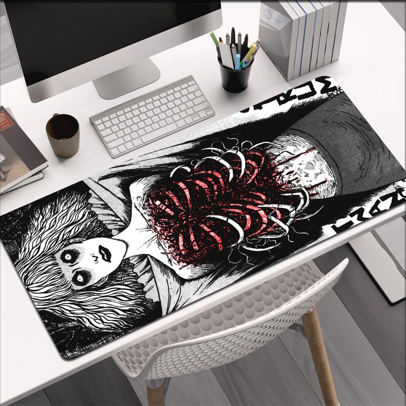 Junji Ito Xxl Mouse Pad Gaming Accessories Keyboard Alfombrillas De Ratón Soft Computer Desk Mat Pc Gamer Cabinet Mousepad Large