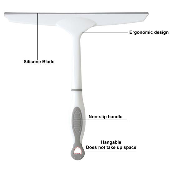 Glass Wiper with Hanging Hole Convenient Storage Ergonomic Handle Comfortable Grip Window Squeegee T-Shaped All Purpose Glass Door Shower Squeegee