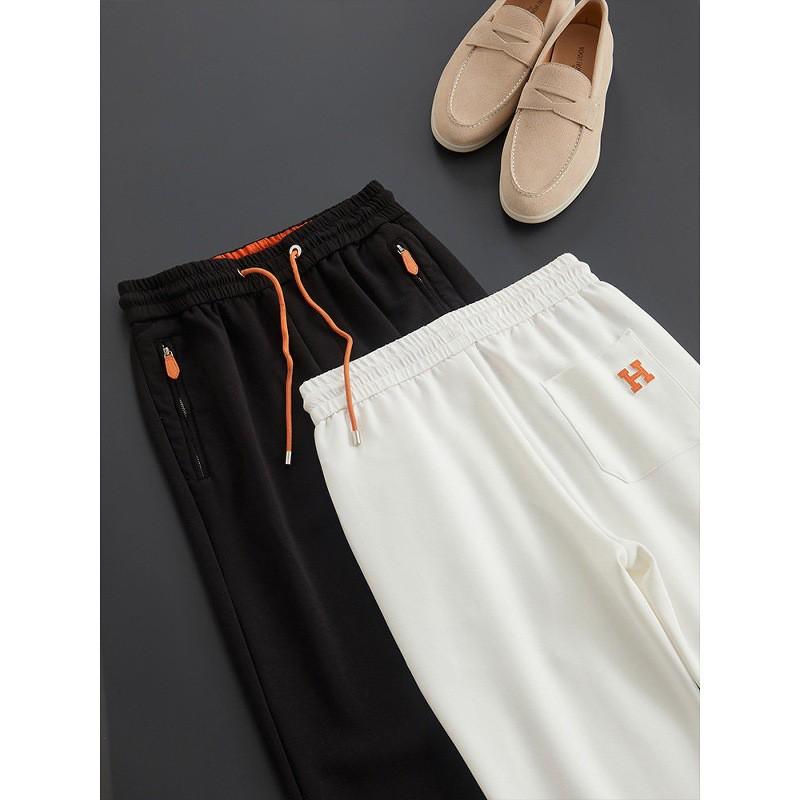 Mens Slim Fit Casual Sweatpants Modal Blend Letter Print Drawstring Waist Streetwear Trousers