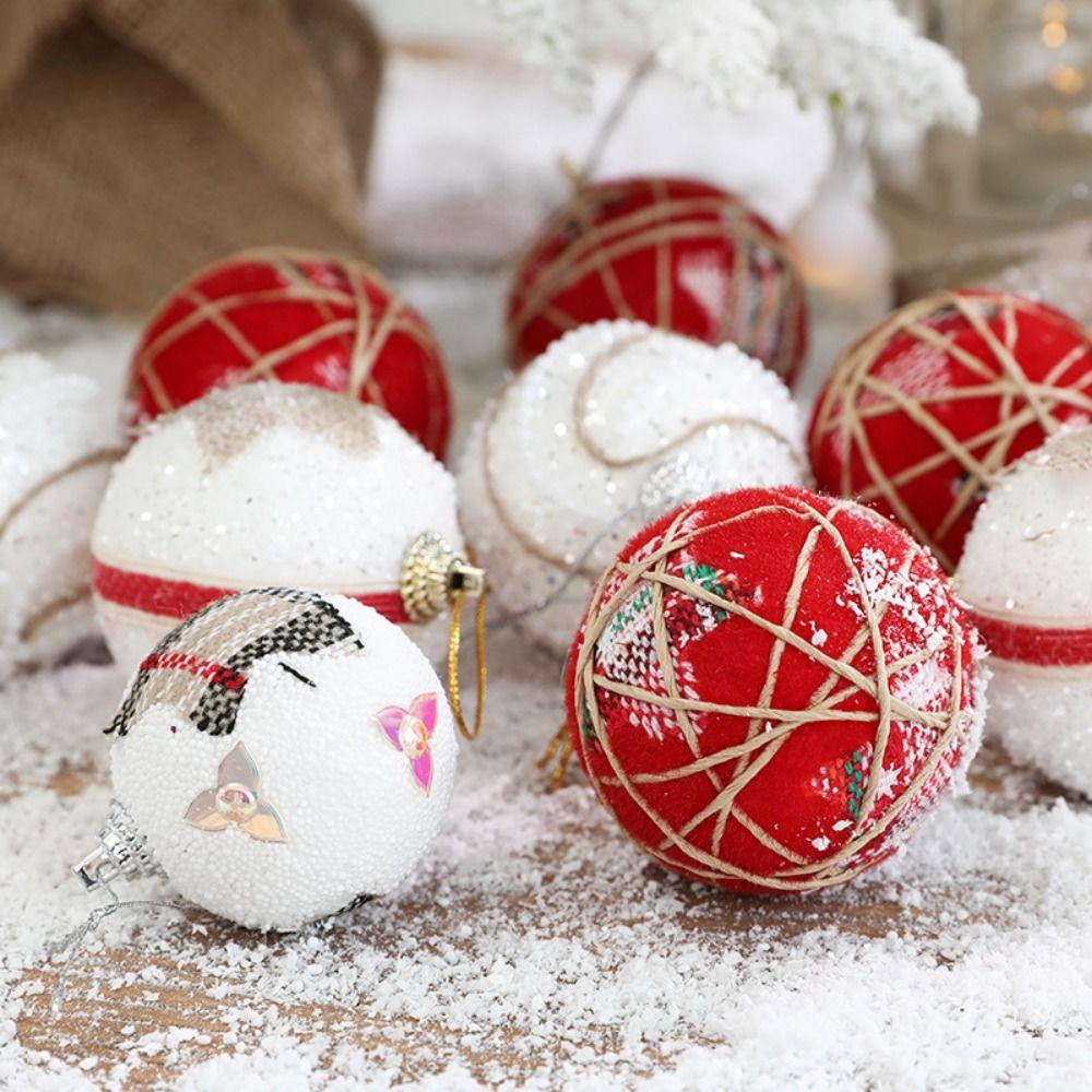 6pcs Creative Christmas Tree Pendant 6cm Hanging Ornament Christmas Foam Ball  Shopping Mall Scene