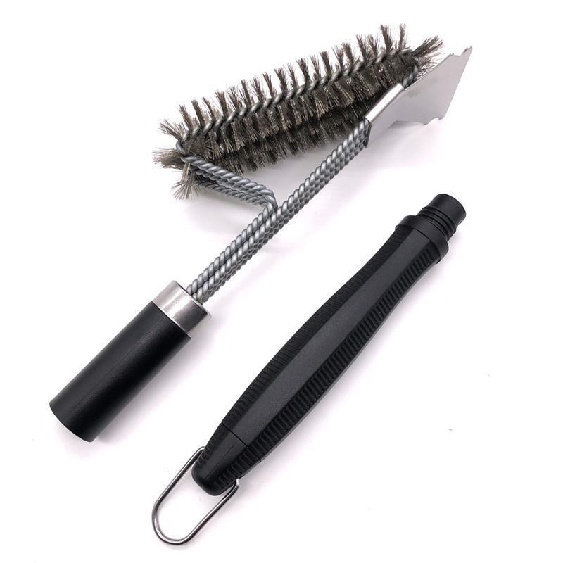 Removable Head Handle Stainless Steel Barbecue Cleaning Brush