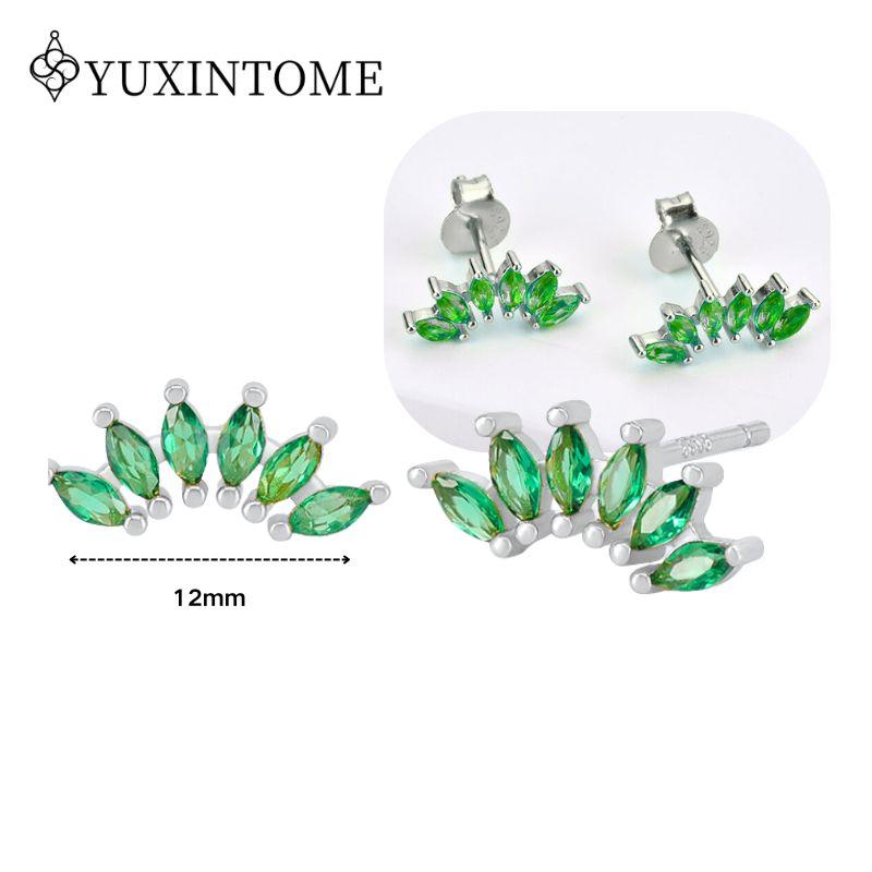 Turquoise 925 Silver Ear Needle Green Zircon vintage emerald Heart/Flower Pendant Hoop Earrings Fashion party Jewelry