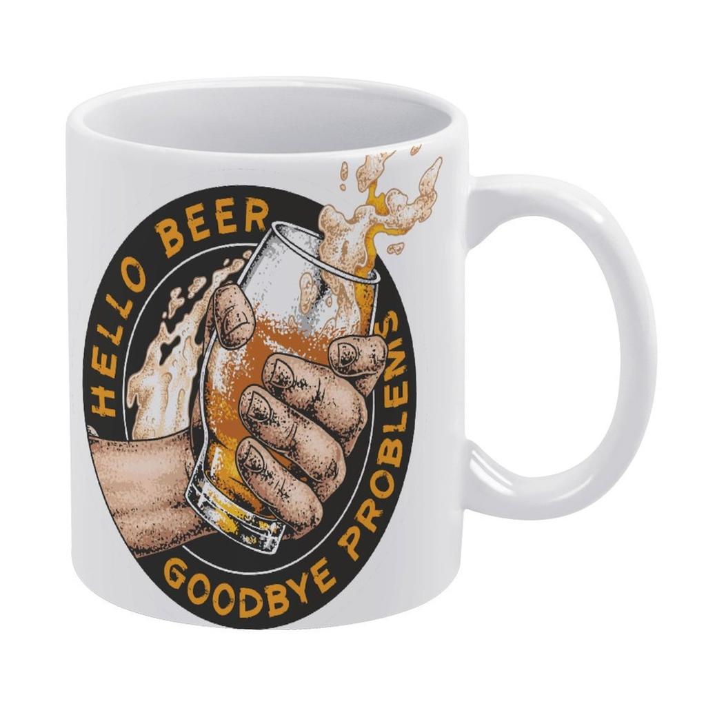 1pc 11oz Double-Sided Printed Ceramic Mug for Beer Fans, Smooth Coffee Cup Gift