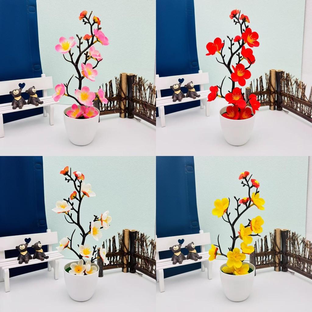 Artificial Plum Blossom Botanical Potted Plant For Wedding Decoration Bedroom