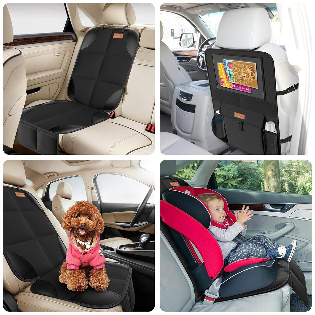 1680D Child Seat Mat Protection Mat Kick Guard Cover Set Car Seat Protection Sheet with Storage Pocket [Smart eLf] 2-Piece