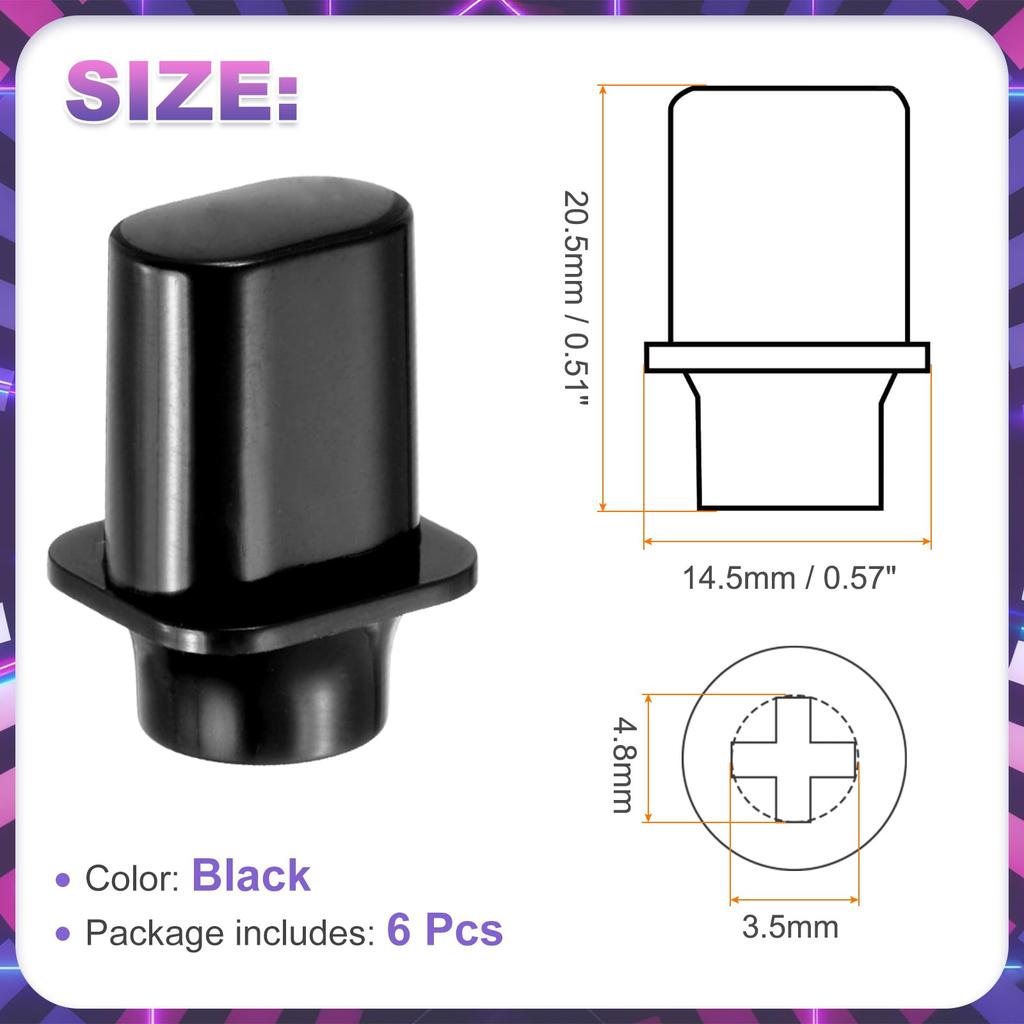 uxcell Guitar Toggle Switch Plastic Cross Slot Toggle Pickup Switch Knob Replacement Parts for SQ ST TL Electric Black 6-Pack 3-Way/5-Way Tips,