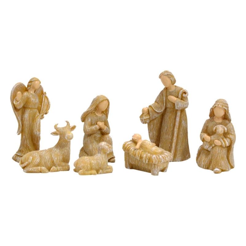 10 pz/set Scena Natività di Cristo Statuina Bambino Famiglia Mangiatoia Statuette Artigianato in Resina Miniature Ornamento Religioso Chiesa