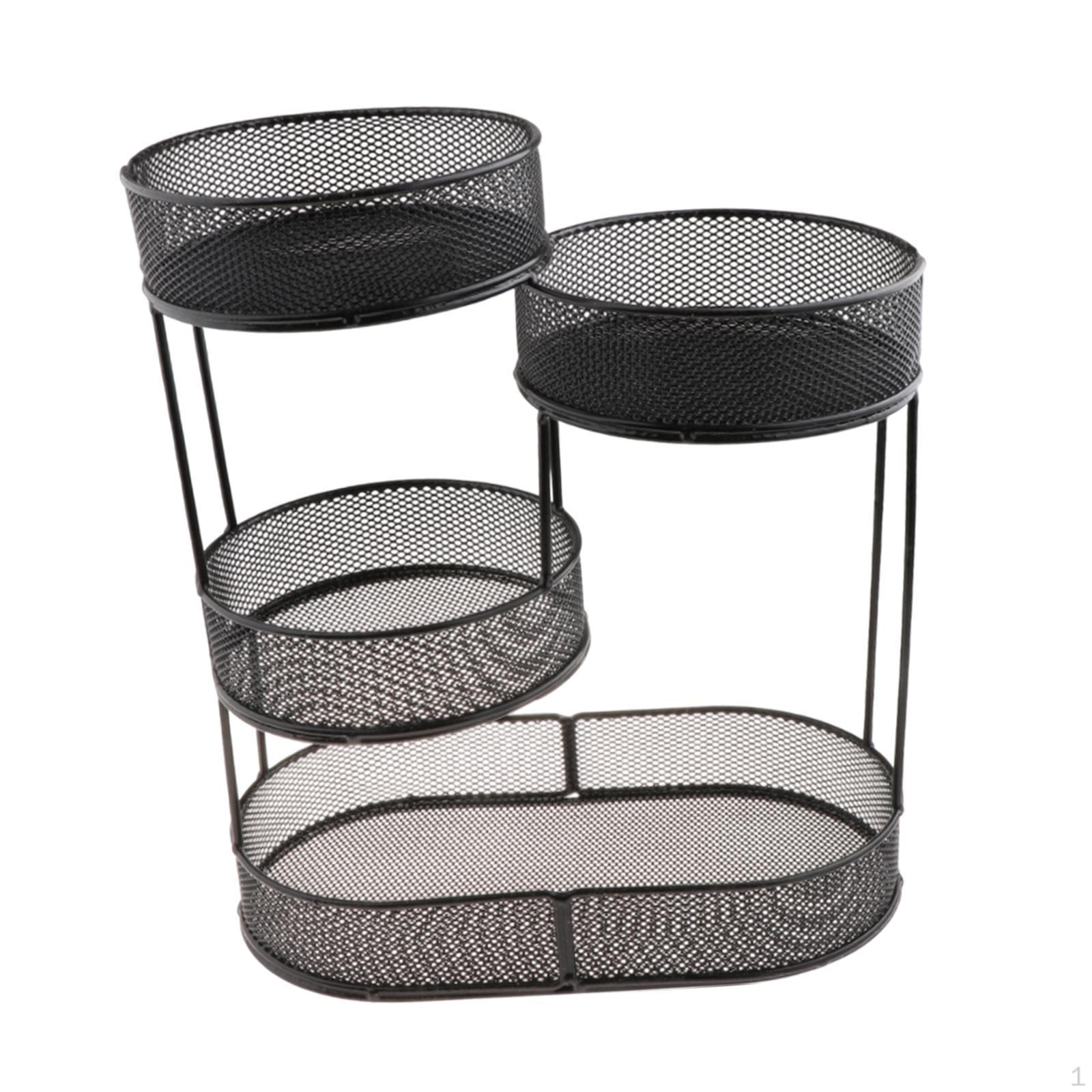 

Корзина для фруктов на столешницу, 4 слоя, многофункциональная, для хранения овощей, металлическая проволока для хлеба чёрный