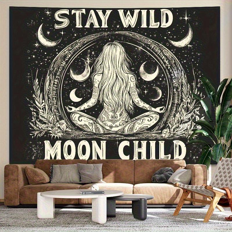 

Moon Child Astrology Tapestry Stay Wild Dark Forest Wall Hanging for Yoga Studio Bedroom Spiritual Homestay Decor 74x94cm(29x37in)