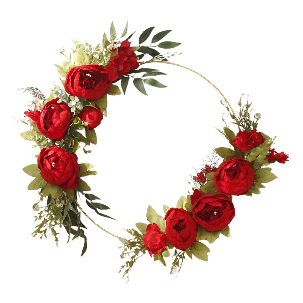 Simulation Peony Wreath Home Door Decorations Wall Hanging Artificial Peony Wreath Wedding