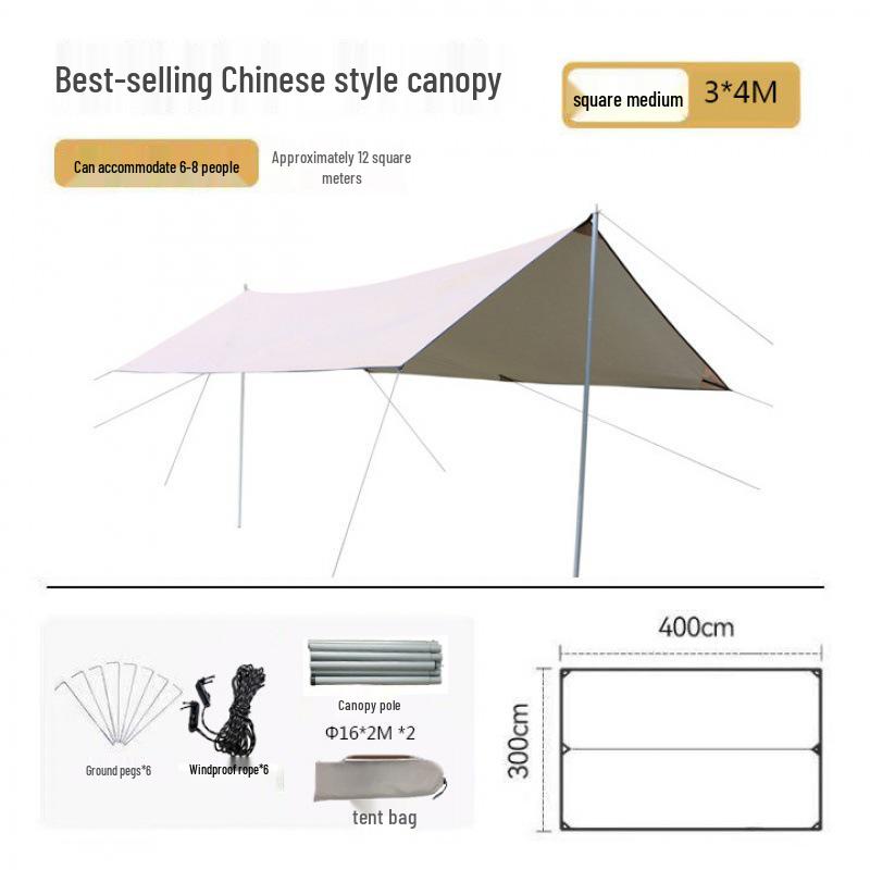 Ultra-Light Silver Coated Outdoor Canopy Tent with Sunshade & Waterproof Sun Protection for Camping, Cooking, and Picnics