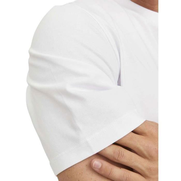 T-shirt coton - PREMIUM BY JACK & JONES - Regular - Blanc - Manches courtes - Col arrondi