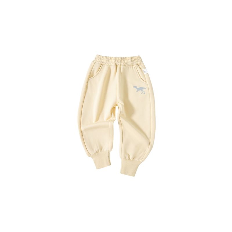 Children's Autumn and Winter Sports Pants for Boys, Fleece-Lined Dinosaur Sweatpants, Polar Fleece Long Pants, Boys' Jogger Pants