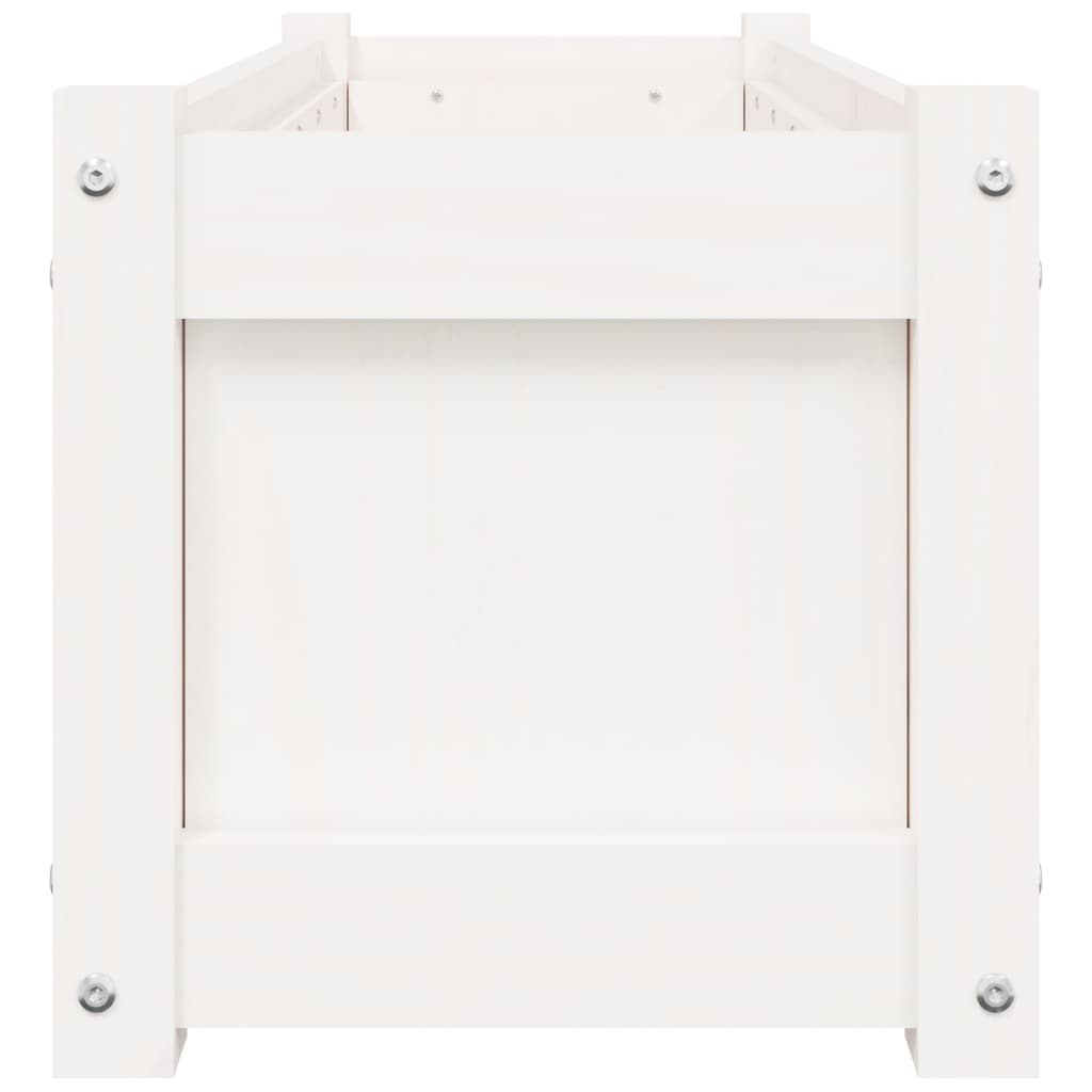 Vidaxl Donica Ogrodowa, Biała, 90X31X31 Cm, Lite Drewno Sosnowe