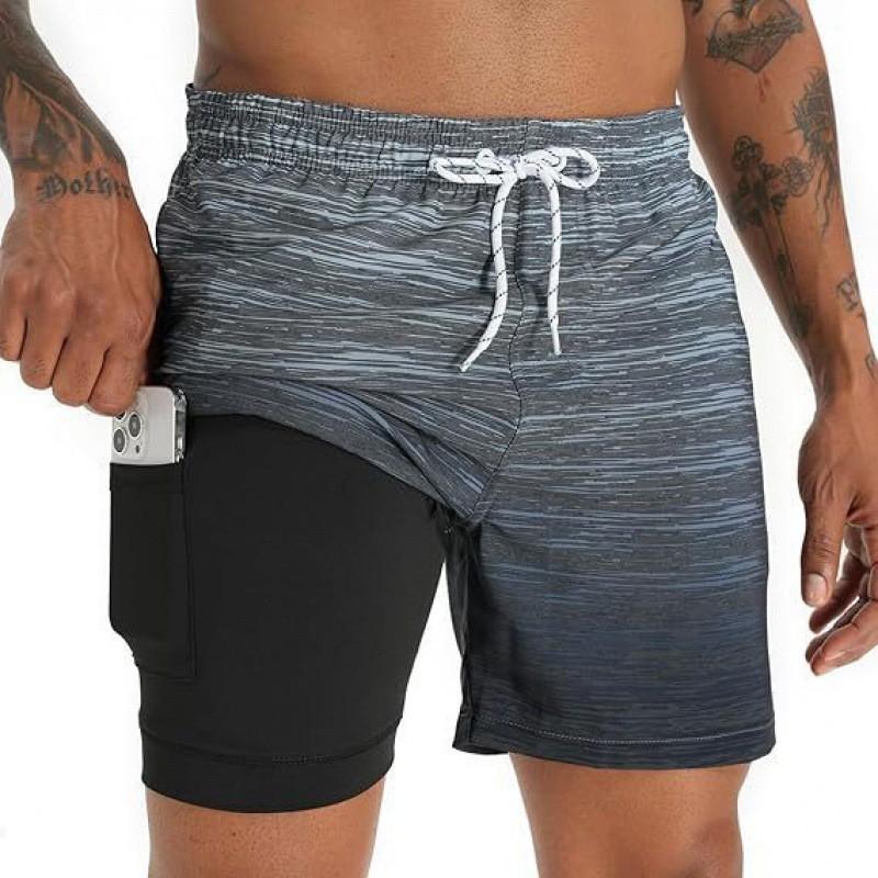 Mens Quick-Dry Board Shorts Swim Trunks With Print Design Beach Surfing Swimming Outdoor Activities
