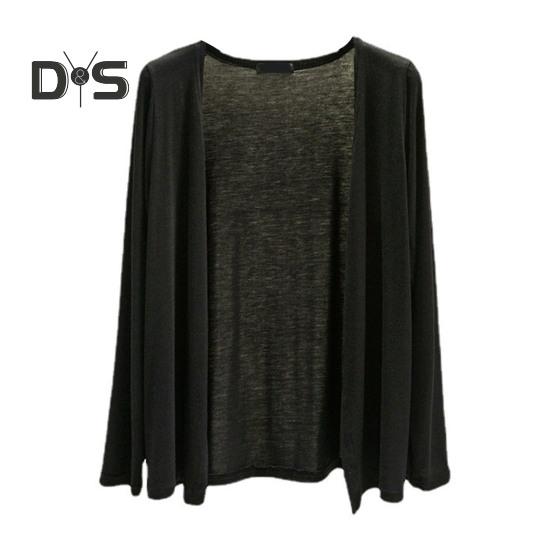 

Женский однотонный тонкий кардиган, пальто с длинным рукавом и открытой передней частью, мягкое дышащее повседневное пальто, женская одежда XL чёрный