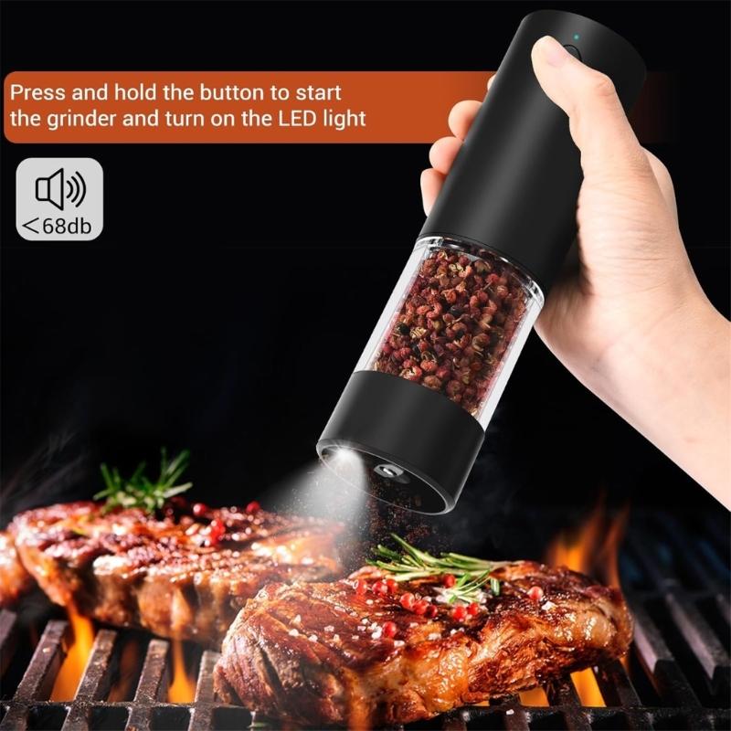 Convenient Rechargeable Salt Mill Peppers Mill Adjustable Coarseness Peppers Grinder Electric Salt Mill for Kitchen