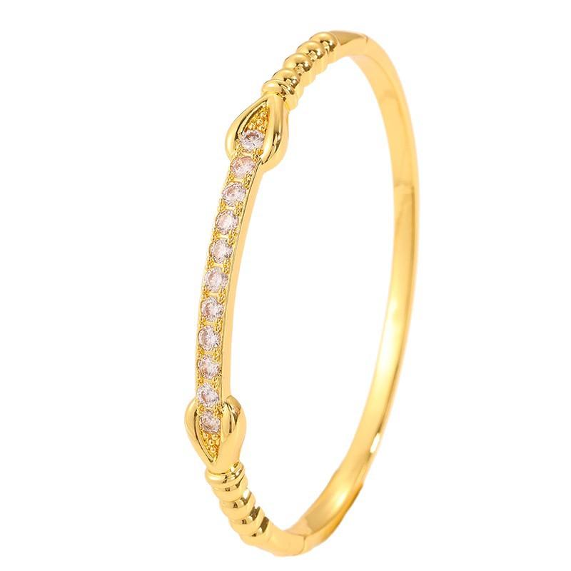 Light luxury copper gold-plated non-fading , personalized light luxury double-knot zircon , fashionable versatile