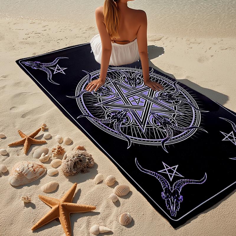Pentagramm und Mond Kunstwerk Strandtuch, Superweiche Mikrofaser, Geschenk für Sie/Ihn, Geburtstag, für Pool, Strand, Reisen, Heimdeko Fan-Geschenke