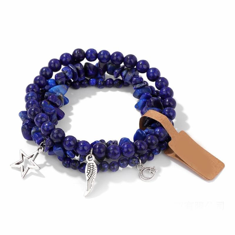 Pack Of 3 Trendy Star And Moon Pendant Bracelets For Women Fashionable Crystal Alloy Writ Chain Jewelry