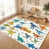 Dinosaur Theme Soft Crystal Velvet Rug Custom Name & Text Print Non Slip Floor Rug for Bedroom Living Room