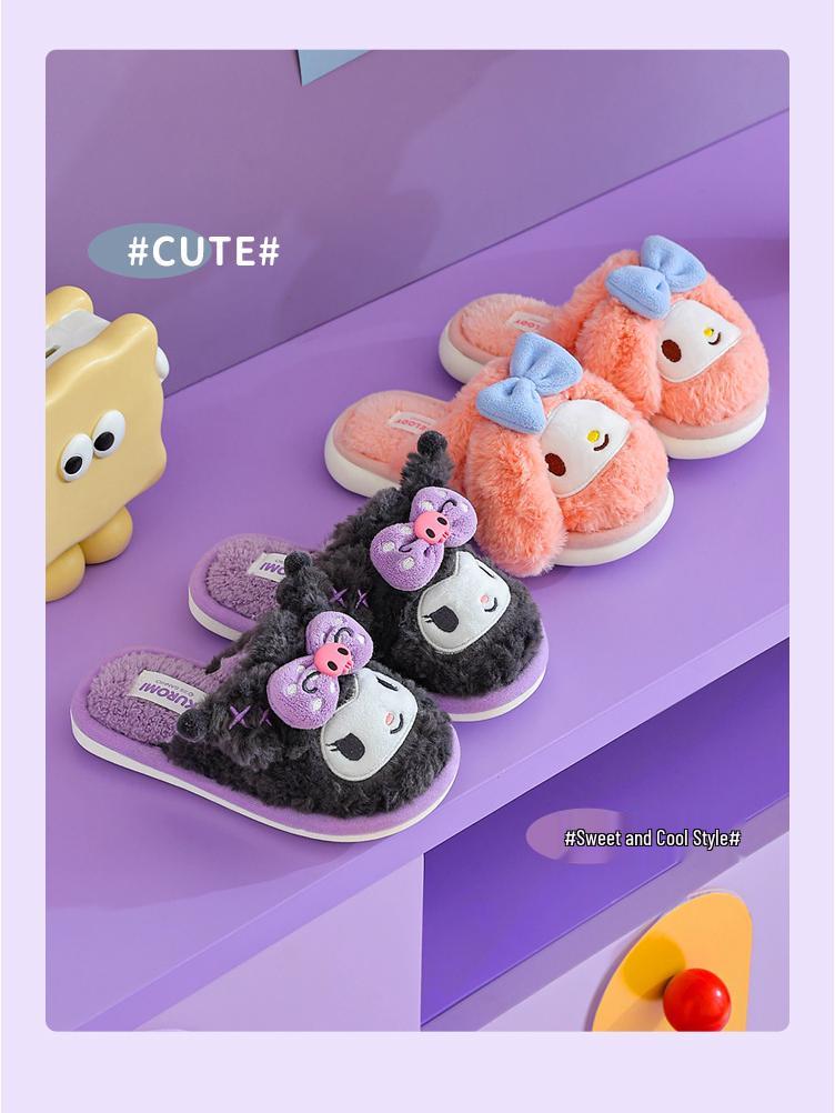 Sanrio Kız Çocuk Kış Prensesi Pamuklu Terlikler - Kaymaz, Sıcak, Peluş İç Mekan Ayakkabıları