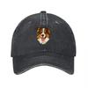 Australische Herdershond Print Gewassen Katoenen Baseballpet Klassiek Unisex Verstelbare Pet Voor Buitenactiviteiten En Dagelijks Gebruik