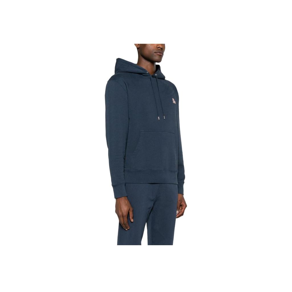 Maison Kitsune SS24 Solid Color Hooded Drawstring Embroidered Sweatshirt Men sweatshirts Dark-Blue LM00706KM0001-P476