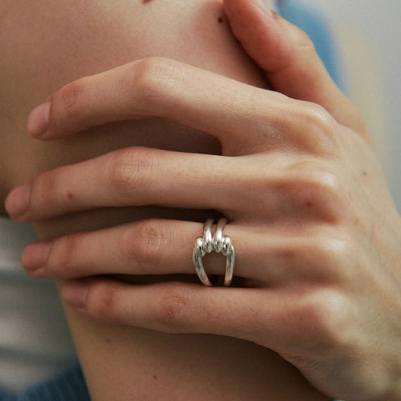 green [925 silver] Five.silver.225 / lace ring